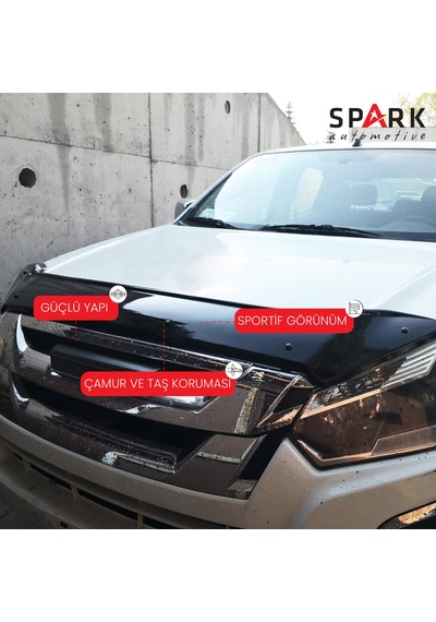 Isuzu D-max 2017-2019 Yıl Aralığı Uyumlu Kaput Rüzgarlığı 3mm Siyah