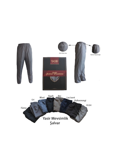 Erkek Kumaş Şalvar Pantolon Mevsimlik Gri Renk (514217302)