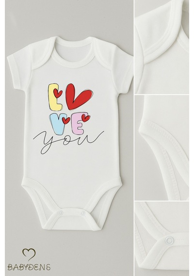 Babyden's 3 Lü Bebek Body Seti %100 Pamuk Sevimli Ayıcık Baskılı Kısa Kollu Çıtçıtlı Zıbın Unisex Beyaz