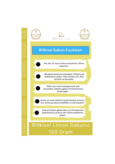 Lüks %100 Doğal Güzel Kokulu El Yüz Saç Vücut Cilt Orijinal Bitkisel Limon Sabunu 120g - 10 Adet