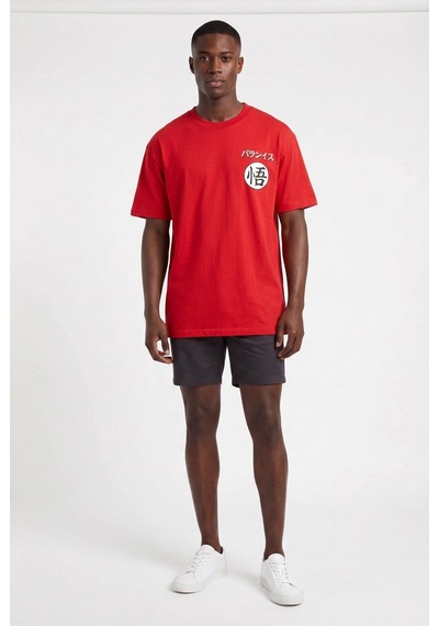 Blow Up Future Gen Son Goku Kırmızı Oversize Erkek T-shirt 141624 SİYAH