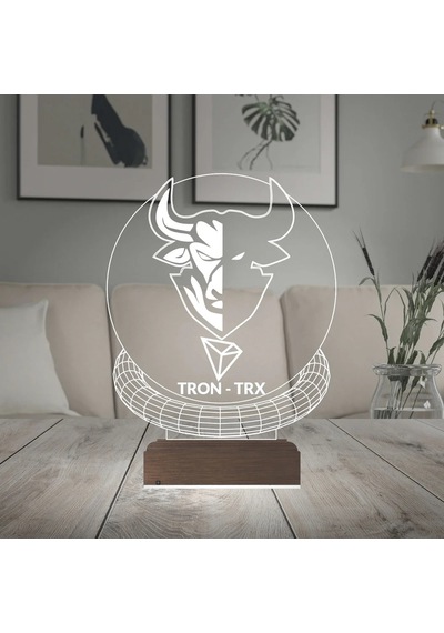 Luvivia Crypto Tron Trx Coin Kripto Finans 3d Lamba - Masa Gece Lambası Şeffaf