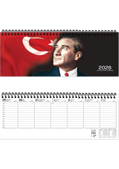 2026-aj-65 12 33,5 Spr.haftalık Masa Ajandası-atatürk 5 Adet Atatürk