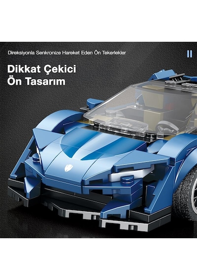 Reobrix Creator 805 Koenigsegg Agera Mavi Spor Araba Yaratıcı Yapı Blok Seti Building Blocks - 298 Parça