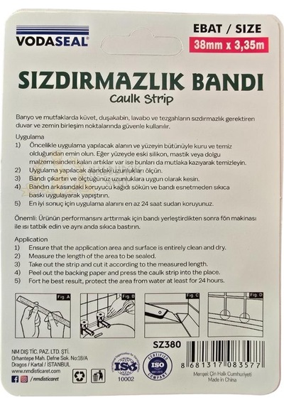 Vodaseal Su Geçirmez Sızdırmazlık Bandı Beyaz - 38 Mm X 3.35 M.