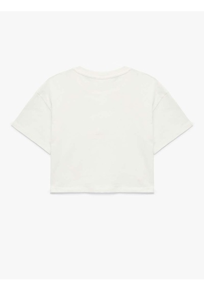 Koton Fiyonk Ve Taş Detaylı Ekru Kız Çocuk T-shirt 6skg10192a Ekru