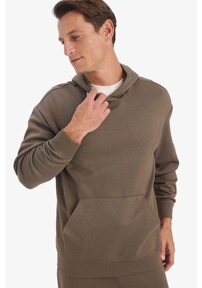Defacto Boxy Fit Kapüşonlu Kanguru Cepli Jakarlı Sweatshirt E9308ax25aubn571 Kahve