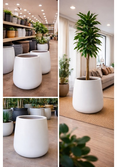 Fiberglas Saksı Hafif Beton Yükseklik 50 Genişlik 35 Santim