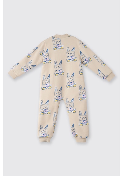 Panço Unisex Bebek Desenli Bej Uyku Tulumu Krem