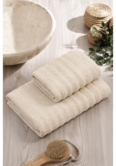 Elart Line Havlu Seti Pamuklu 2 Adet 50x90 Cm Bej Bej