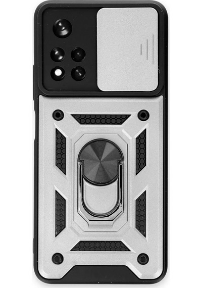 Newface Xiaomi Redmi Note 11t Kılıf Pars Lens Yüzüklü Silikon - Gümüş