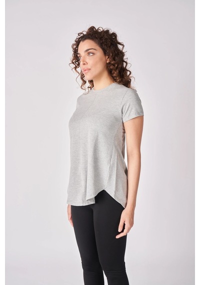 Kadın Oversize Bisiklet Yaka Kısa Kollu Tişört 001