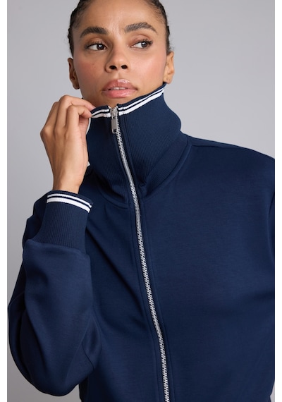 Defacto Standart Fit Fermuarlı Dik Yaka Çizgi Detaylı Modal Basic Sweatshirt Hırka H4700ax26auın187 İndigo-ın187