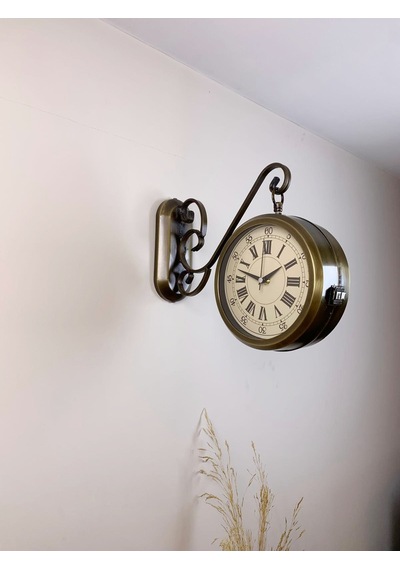 Eskitme Metal Nostalji İstasyon Saati 36 X 25 Cm