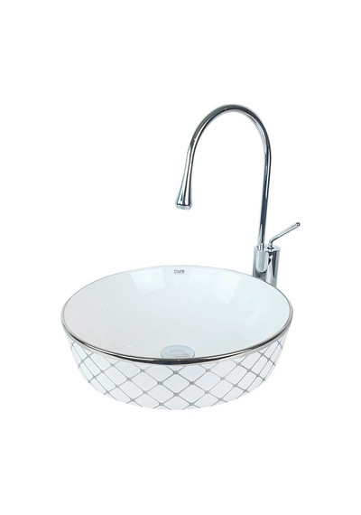 Geometrik Platin Beyaz Çanak Lavabo Renkli