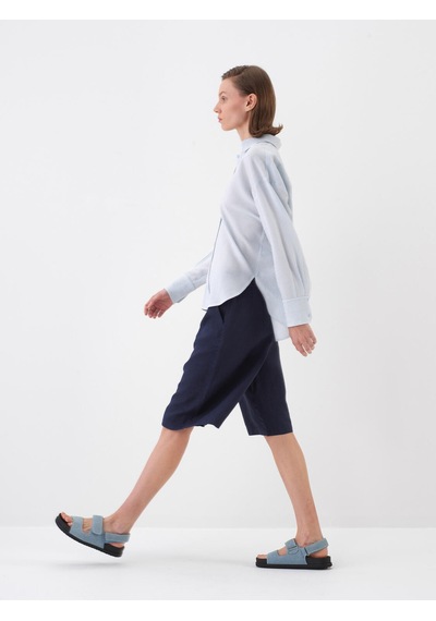 Xint Lacivert %100 Keten Oversize Şort 275434 Xint Lacivert %100 Keten Oversize Şort 275434