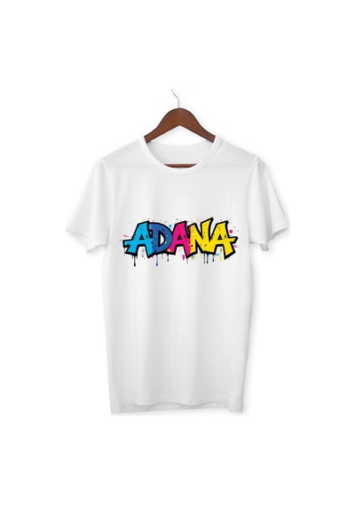 Alpşan Ticaret Renkli Adana Baskılı Tişört Adana Baskılı Tişört Adana T-shirt Yetişkin Unisex Tişört Beyaz