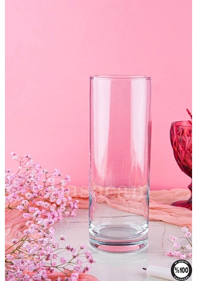 Delizli El İmalati 10 Cm X 25 Cm - El İşciliği Silindir Vazo Cam Ps250 Kalın Tabandır Kesinlikle Beyaz