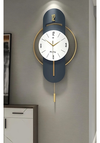 MetaQuartz Aksesuar Exclusive Milano Time Quartz Mekanizmalı Duvar Saati Lacivert - Lake Lacivert