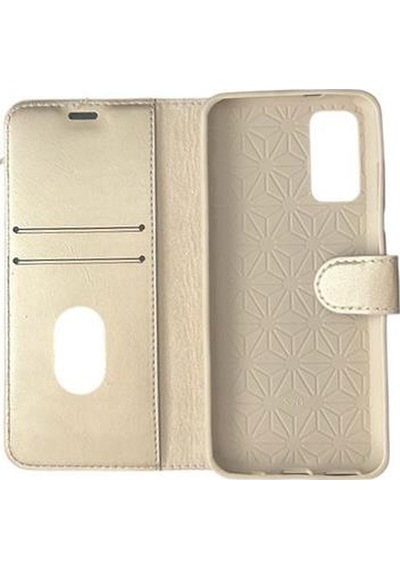 Jopus Galaxy S20 İle Uyumlu Kapaklı Kartlıklı Cüzdanlı Kılıf Gold Gold