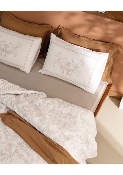Madame Coco Etoile Tek Kişilik %100 Pamuk Lastikli Ranforce Baskılı Nevresim Takımı - Bej 8684427335260 Çok Renkli