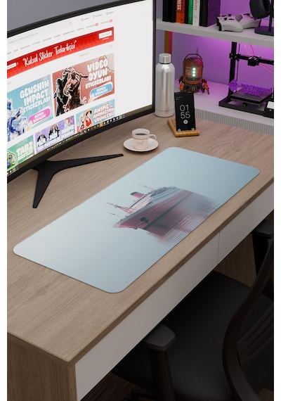 Gemi Ship Kaymaz Dikişli Kauçuk Oyuncu Mousepad V4 - 70x30 Xl Gaming Mouse Pad Fare Altlığı