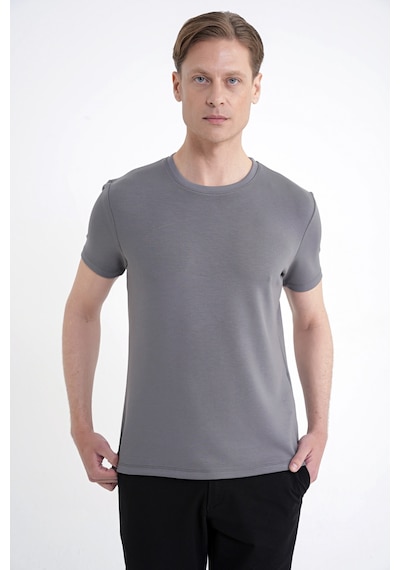 Efor Comfort Fit Bisiklet Yaka %97 Esnek Pamuklu Antrasit Tişört Ts 885