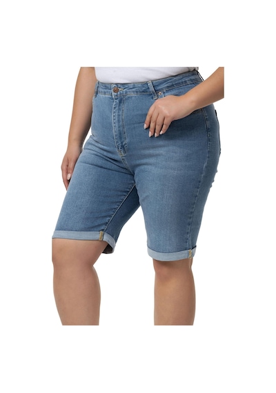 Büyük Beden Paçası Katlamalı Beş Cepli Denim Açık Mavi Şort-açık Mavi Açık Mavi