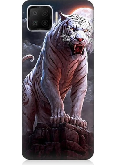 Oppo A73 Uyumlu Beyaz Savaşçı Kaplan Tiger Desenli Silikon Kılıf