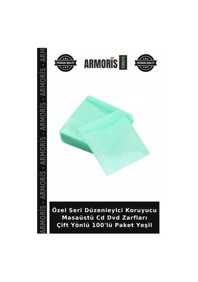 Özel Seri Düzenleyici Koruyucu Masaüstü Cd Dvd Zarfları Çift Yönlü 100'lü Paket Yeşil
