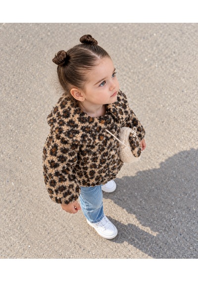 Cocosiss Leoparlı Çantalı Kız Mont 2766 Kahverengi