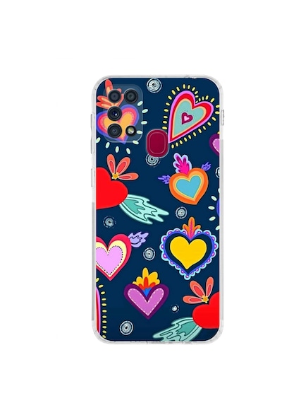 Samsung Galaxy M31 İle Uyumlu Retro Color 3 Kamera Korumalı Şeffaf Kılıf Şeffaf