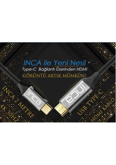 Inca Itch-02Tx Type-C To Hdmı 4K Altın Uçlu Kablo 2 Mt