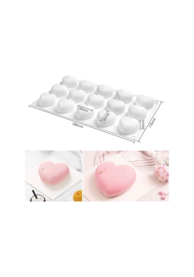Silikon 3d Kalp Kalıbı Kek Çikolata Muffin Sabun Mum Epoksi Reçine Kalıbı Beyaz