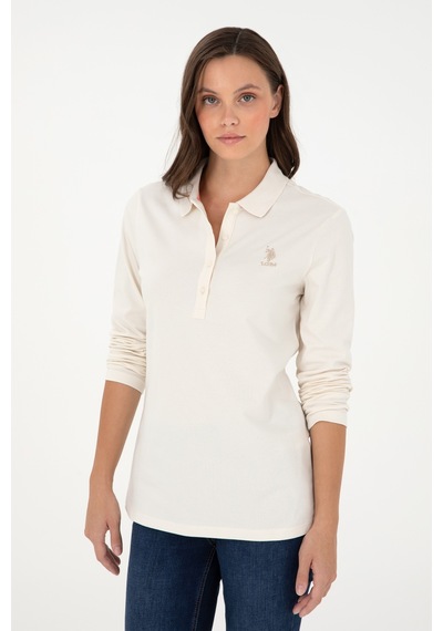 U.S. Polo Assn. Kadın Krem Basic Polo Yaka Sweatshirt 50289541-VR071