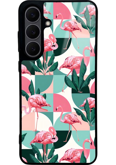 Samsung Uyumlu S25 Fe Retro Flamingo Duvar Kağıdı Tasarımlı Glossy Telefon Kılıfı Çok Renkli