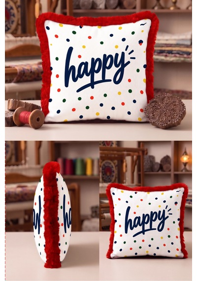 Happy Puantiyeli Konfeti Saçaklı Yastık Kılıfı - Neşeli Çocuk Odası Kırmızı Püsküllü Kırlent Kılıfı Serin Esinti Nova Happy Puantiyeli Konfeti Saçaklı Yastık Kılıfı - Neşeli Çocuk Odası Kırmızı Püsküllü Kırlent Kılıfı Serin Esinti Nova