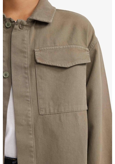 Defacto Erkek Çocuk Oversize Geniş Kalıp Polo Yaka Uzun Kollu Gömlek G3621a825aukh401 Haki-kh401