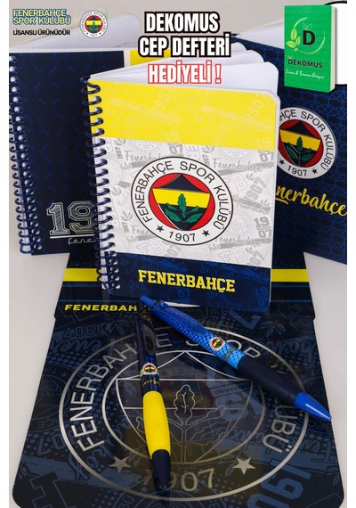 "dekomus Cep Defteri Hediyeli" Yeni Sezon Lisanslı Fenerbahçe Sert Kapak Bloknot Ve Versatil Uçlu Kalem 0.7 Mm 2'lisi Altın
