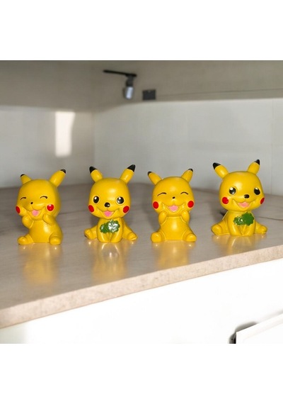 4 Adet Pikachu Pokemon Biblo Dekoratif Biblo Noel Süsleri Yılbaşı Hediyeleri Vitrin Dekor