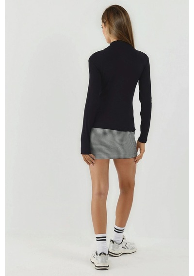 Hiccup Ultra Yumuşak Slim Fit Dik Yaka Örme Üst Siyah