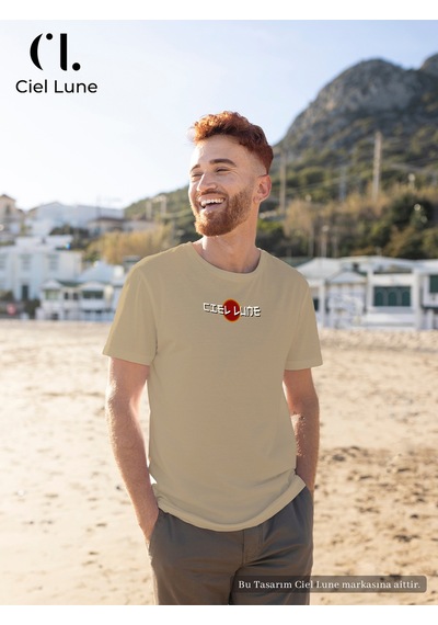 Nevermınd Unisex Optic Line Ciel Lune - Oversize Tişört Bej Bej