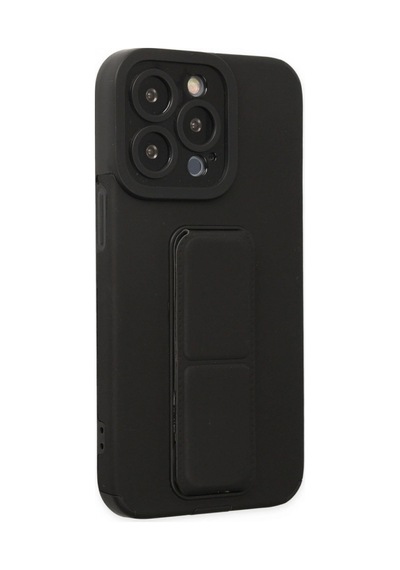 Apple, Uyumlu iPhone 13 Pro Kılıf Mega Standlı Silikon - Siyah