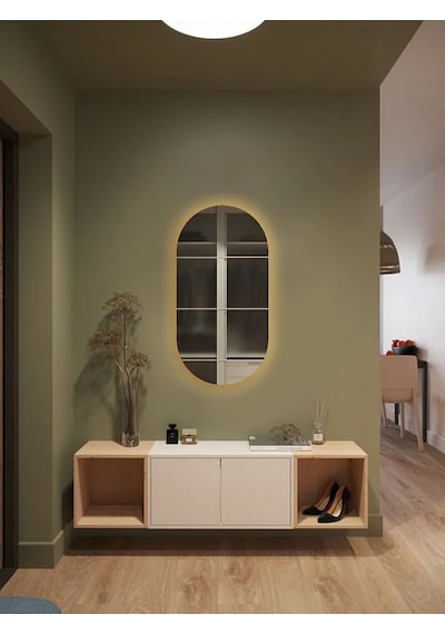Fawdecor Led Işıklı Oval/kapsül Duvar Aynası 45 X 90 Gün Işığı