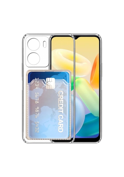 Kvy Vivo Y16 Kamera Korumalı Kartlıklı Setra Şeffaf Silikon Kılıf