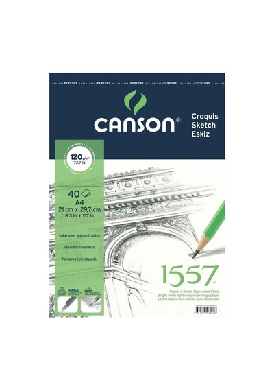 Canson 1557 Resim Ve Çizim Blok 120gr A4 40yp Üstten Spiralli Resim Defteri