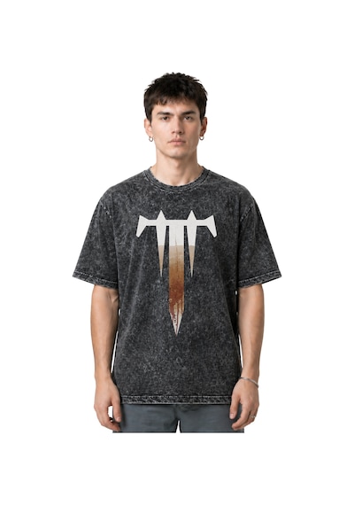 Trivium Rock Metal Müzik Grubu Ön Baskılı Unisex Oversize Eskitme Siyah