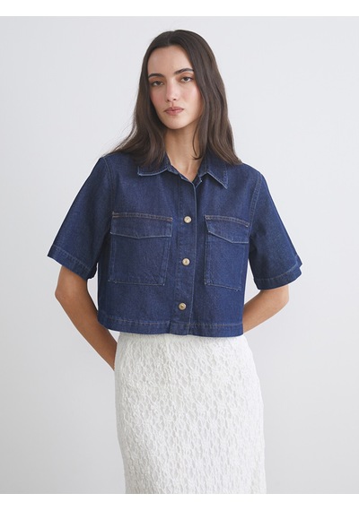 Lcw Vision İndigo Regular Fit Kadın Jean Gömlek