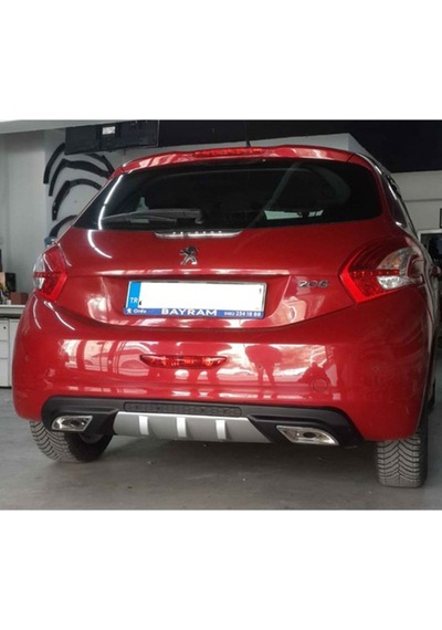 Peugeot 208 Uyumlu Difüzör Difizör Siyah + Kare Egzoz Görünüm C Tip 2004 - 2009