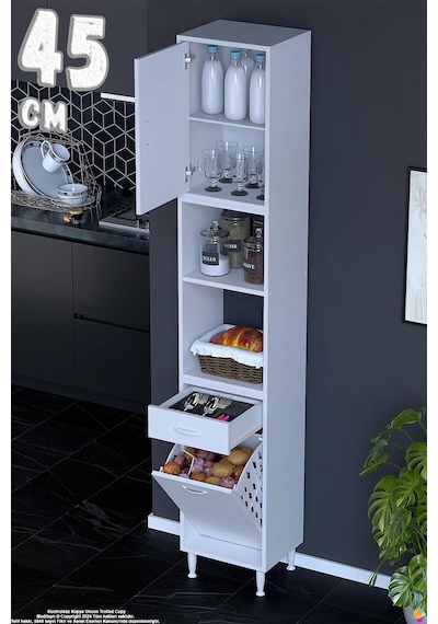 Belin 45 Cm Sepetli Çok Amaçlı Mutfak Kiler Dolabı Kapaklı Orta 2 Raflı Kahve Köşesi 45x226x32 Cm Beyaz Belin 45 Cm Sepetli Çok Amaçlı Mutfak Kiler Dolabı Kapaklı Orta 2 Raflı Kahve Köşesi 45x226x32 Cm Beyaz